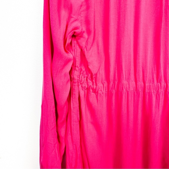 A Pea in the Pod Maternity Top, Hot Pink Long Sleeve Button-Up - Picture 9 of 10